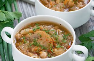Porcini mushrooms and chickpea soup