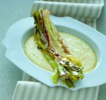 Soft Polenta with Robiola Cheese and Caramelised Leek