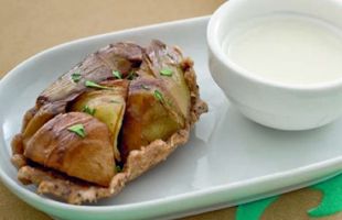 Mini Tarte Tatin with Artichokes and Parmesan Cheese Sauce