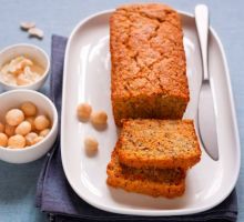 Carrot plumcake with cashews butter, macadamia nuts and orange