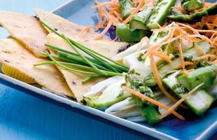 Spring vegetables with crispy sheets